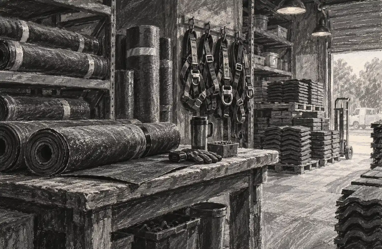 Illustration of roofing businesses and their working space